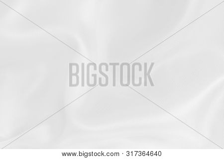 White Fabric Cloth Texture For Background And Design Art Work, Beautiful Crumpled Pattern Of Silk Or