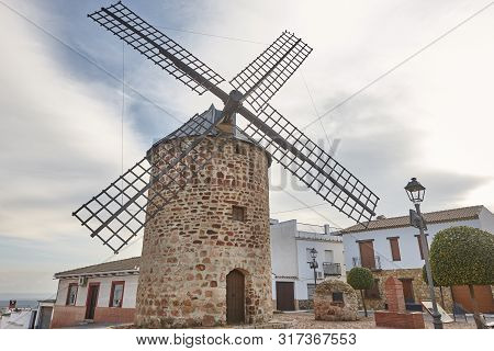 Antique Stone Windmill In Spain. Banos De La Encina, Jaen