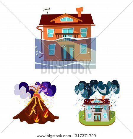 Vector Illustration Of Cataclysm And Disaster Icon. Set Of Cataclysm And Apocalypse Vector Icon For 