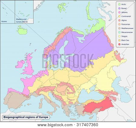 Illustration Of Map Of Biogeographical Regions Of Europe
