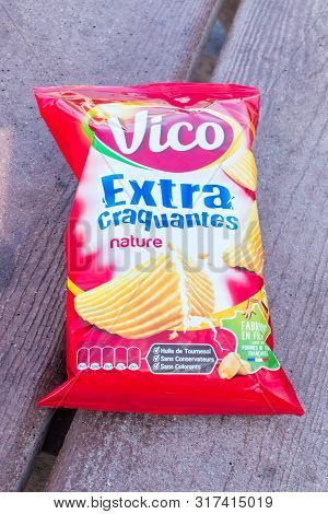 Jugy, France - June 4, 2019: Pack Of Vico Extra Craquantes Nature Flavored Chips.