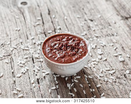 Gochujang. Traditional Korean Soybean Paste With Sticky Rice And Fermented Soybeans, Dressed With Re