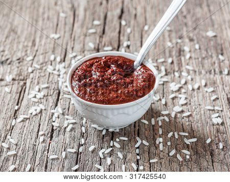 Gochujang. Traditional Korean Soybean Paste With Sticky Rice And Fermented Soybeans, Dressed With Re