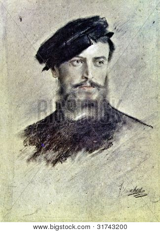 UdSSR ca. 1972: Postkarte gedruckt in der UdSSR zeigt von Franz von Lenbach (1836-1904) 