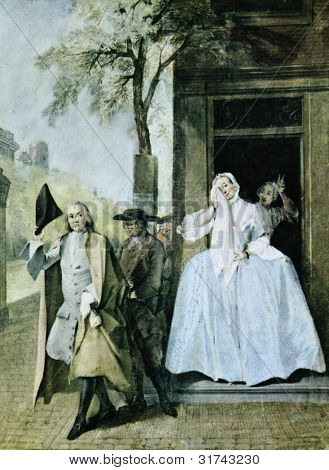 สหภาพโซเวียต - เซอร์กา 1972: โปสการ์ดพิมพ์วาดแสดงสหภาพโซเวียต โดย Cornelis Troost (1697-1750) 