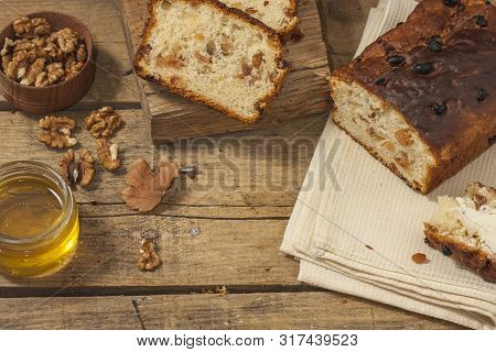 Barmbrack Or Bairin Breac Is A Traditional Irish Sweet Yeast Bread With Grapes And Raisins, Often Ea