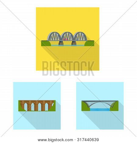 Vector Design Of Bridgework And Bridge Icon. Set Of Bridgework And Landmark Vector Icon For Stock.