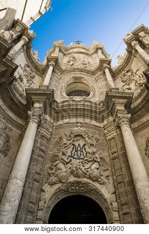 07/21/2019 Valencia Cathedral, Spain - Valencia - La Plaza De La Reina - Square Reina  Baroque, Roma