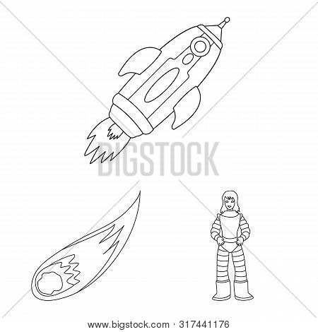 Vector Illustration Of Space And Galaxy Logo. Set Of Space And Travels Vector Icon For Stock.