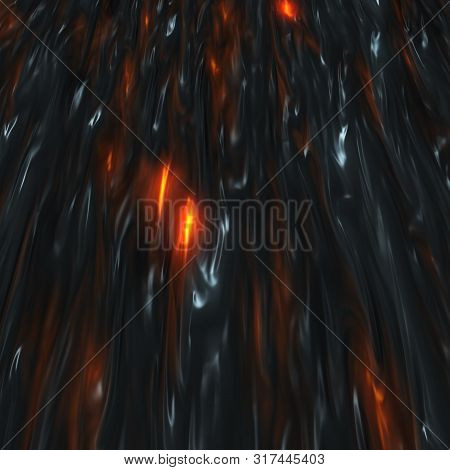 Volcanic Infernal Hot Molten Lava. Magma Floating Somewhere. 3d Render Illustration