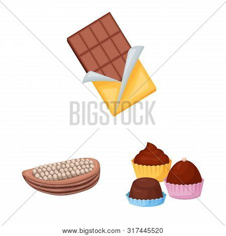 Isolated Object Of Cocoa And Beans Sign. Set Of Cocoa And Sweetness Vector Icon For Stock.