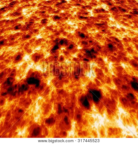 Volcanic Infernal Hot Molten Lava. Magma Floating Somewhere. 3d Render Illustration