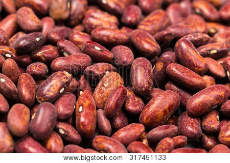 Red Kidney Bean Texture Background. Mexican Bean. A Large, Kidney-shaped Bean With A Subtle Sweet Fl