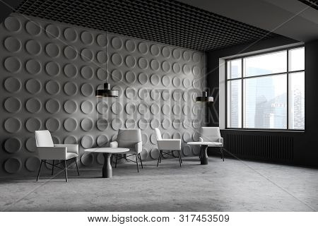 Gray Geometric Pattern Office Waiting Room Corner