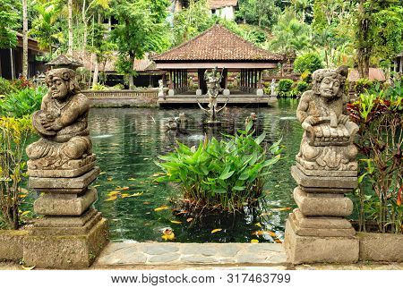 Large Rectangular Pond At The Gunung Kawi Sebatu Temple, Ubud, Bali, Indonesia.