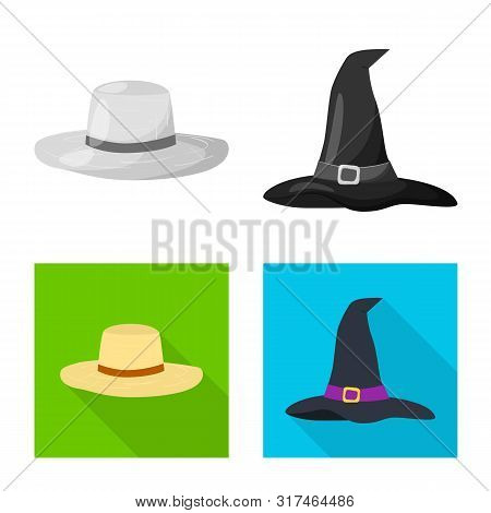 Vector Illustration Of Clothing And Cap Icon. Set Of Clothing And Beret Vector Icon For Stock.