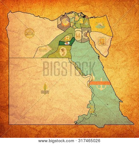 Flag Of Beni Suef On Map Of Egypt Governorates