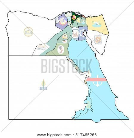 Flag Of Dakahlia On Map Of Egypt Governorates