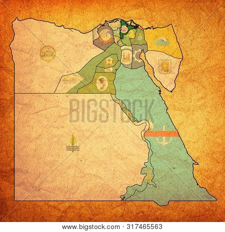 Flag Of Dakahlia On Map Of Egypt Governorates