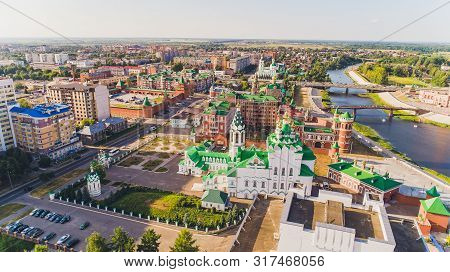 View Of The Cathedral Of The Annunciation Of The Blessed Virgin Mary With A Monument Yoshkar Ola Cit