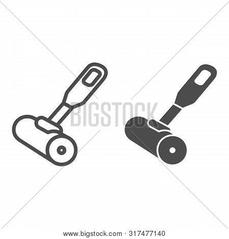 Lint Roller Line And Glyph Icon. Adhesive Roller Vector Illustration Isolated On White. Cleaning Rol
