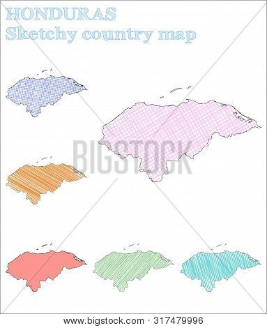 Honduras Sketchy Country. Impressive Hand Drawn Illustration. Incredible Childish Style Icon.