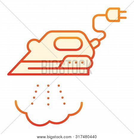 Iron With Steam Flat Icon. Ironing Red Icons In Trendy Flat Style. Home Appliance Gradient Style Des