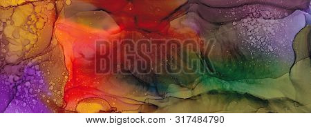 Alcohol Ink Multicolor Texture. Fluid Ink Abstract Background. Art For Design