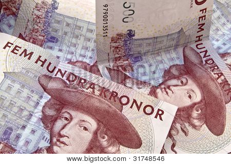 Svensk valuta closeup på hvid baggrund. 500 Kroner