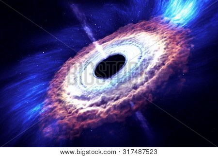 A Supermassive Black Hole Sucks In Matter. Elements Of This Image Were Furnished By Nasa For Any Pur
