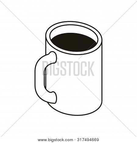 Silhouette Of Cup Of Coffee With White Background Vector Illustration Design