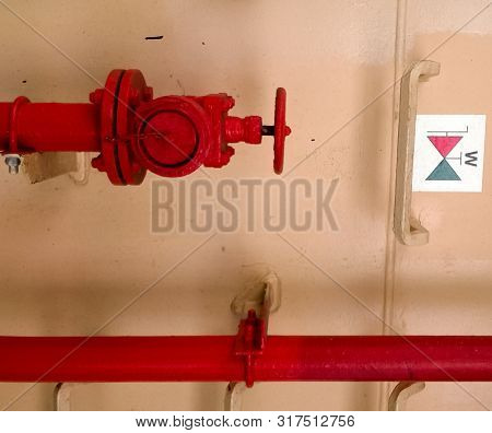 Manual Shut-off Valve Of The Outlet Pipe Of The Water Supply Line Of The Fire-fighting System.