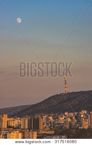 Moon In Sunset Time