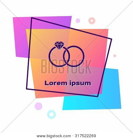Purple Wedding Rings Icon Isolated On White Background. Bride And Groom Jewelery Sign. Marriage Icon
