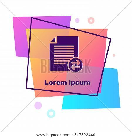 Purple Transfer Files Icon Isolated On White Background. Copy Files, Data Exchange, Backup, Pc Migra