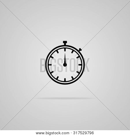 Stopwatch Icon Isolated On Gray Background. Flat Style. Vector Illustration.