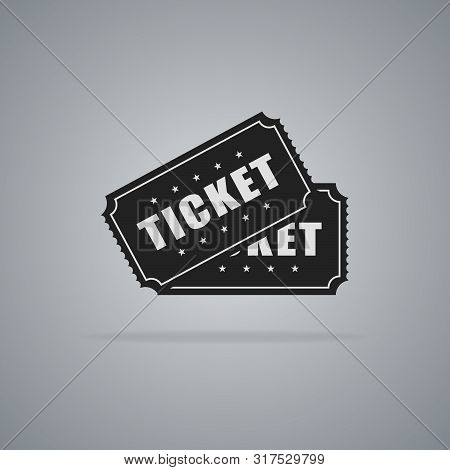 Two Tickets Black Icon Isolated On A Gray Background. Vector Illustration.