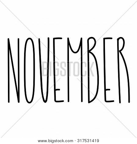 Seasonal Calendar Typography Template Text Lettering Month