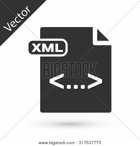 Grey Xml File Document. Download Xml Button Icon Isolated On White Background. Xml File Symbol. Vect