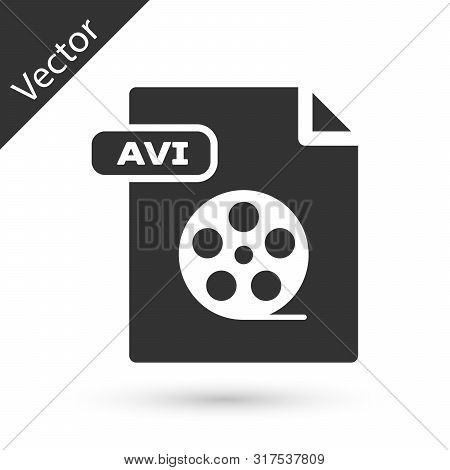 Grey Avi File Document. Download Avi Button Icon Isolated On White Background. Avi File Symbol. Vect