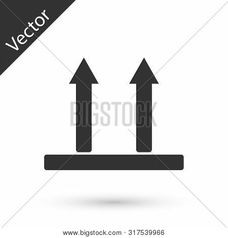 Grey This Side Up Icon Isolated On White Background. Two Arrows Indicating Top Side Of Packaging. Ca