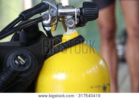 Various Diving Equipment, Which Will Be Used For Diving Practice In A Swimming Pool In Batang / Cent