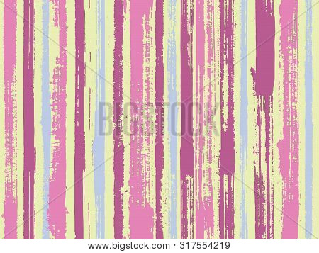 Watercolor Strips Seamless Vector Background. Parellel Gouache Vertical Lines Seamless Backdrop. Orn