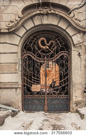 Old Metal Door In Ivano-frankivsk, Ukraine, Europe