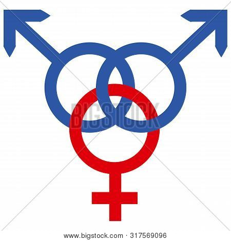 Schematic Representation Of Polyamoric Relations Between Three People. Polyamory Conceptual Illustra