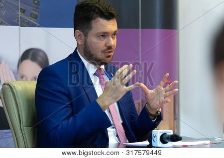 Bucharest, Romania - August 14, 2019: Cosmin Ghita, Director Of State-owned Company Nuclearelectrica