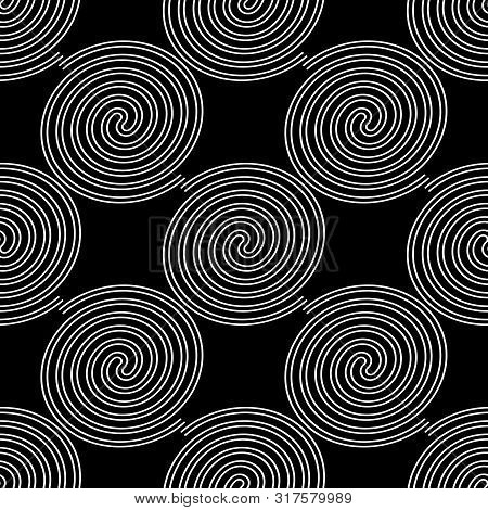 Design Seamless Spiral Pattern. Abstract Monochrome Background. Vector Art. No Gradient
