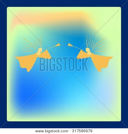 Angels Gold Silhouette On Color Background As Symbol Of Christmas Season. Fashion Background Design.