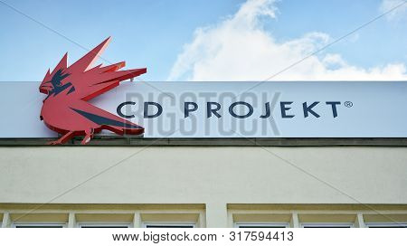 Warsaw, Poland. 17 August 2019. Sign Cd Projekt. Company Signboard Cd Projekt.