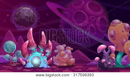 Fantasy Alien Landscape. Another World Concept Background.